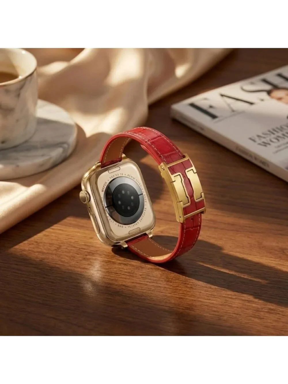 Stylish Slim Leather Band for Apple Watch | Iconic H Buckle Design, Durable